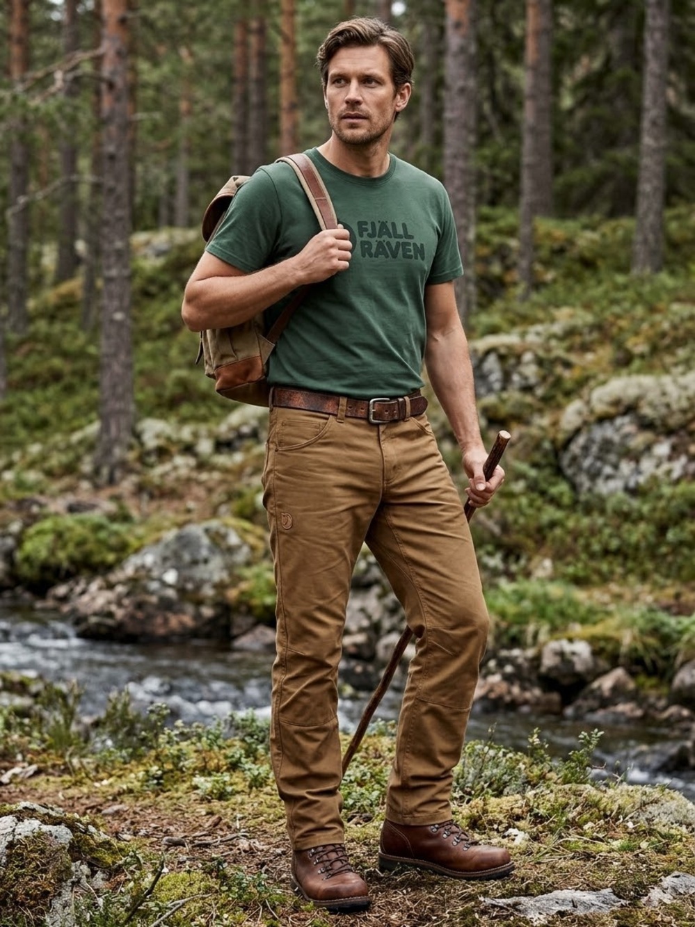 Fjällräven Greenland Canvas Jeans Mens 37 EU 54 Long Brown Outdoor Hiking Pants